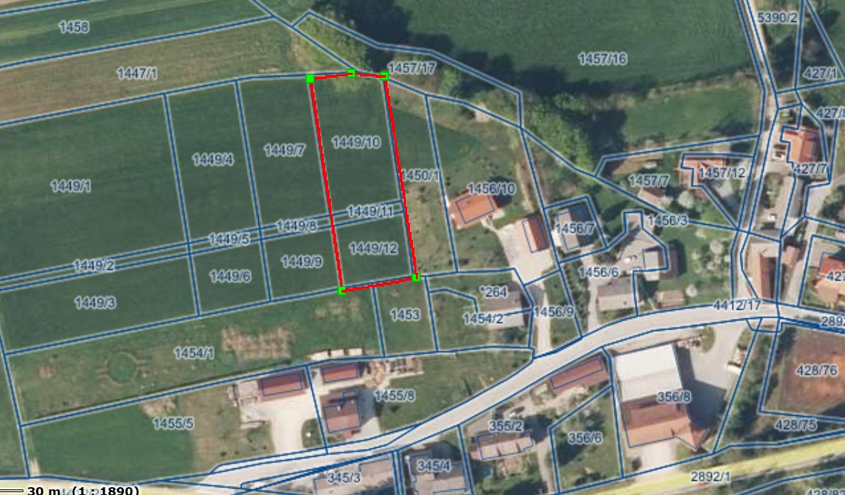 PRODAJA,POSEST,ZAZIDLJIVA,2172m2 — Koordinate 45.825019, 15.318807