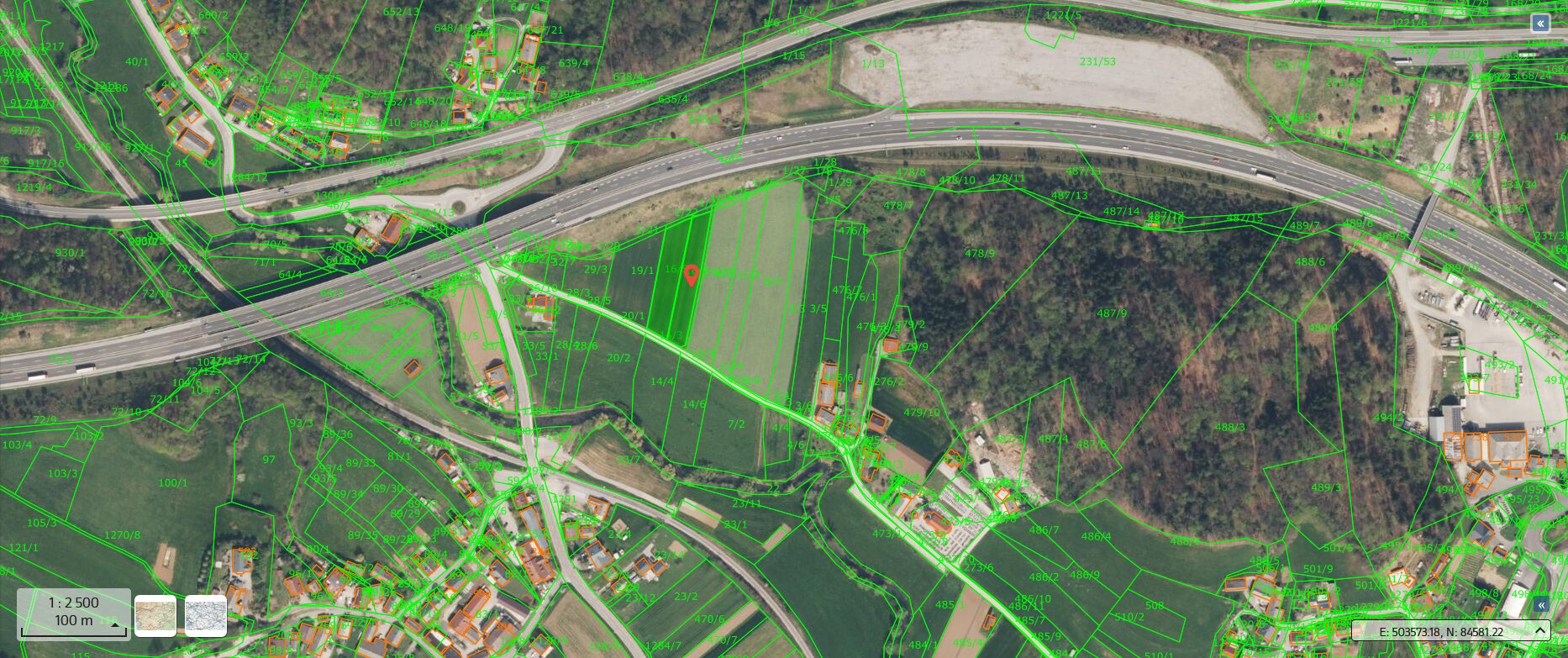 2x njivi; najboljša kmetijska zemljišča, k.o. GORENJE PONIKVE - vas GRM, raven teren